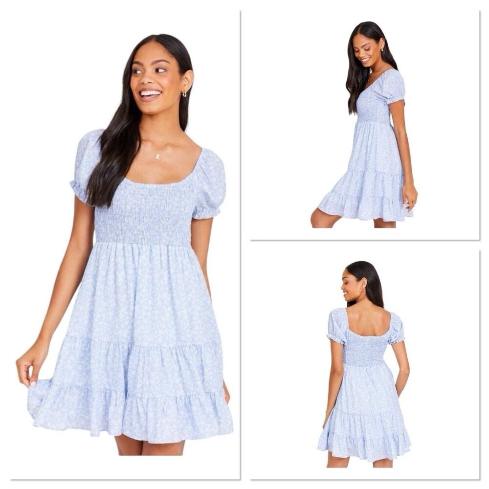 Altar'd State Light Blue Floral Mini Dress